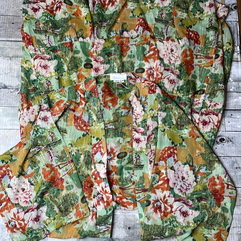 Anthropologie sheer shimmer floral kimono